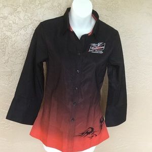 Budweiser Logo Biker Flames Shirt S EUC Bartender
